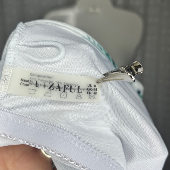 Zaful High Waisted Bikini Palm Leaf Print Criss Cross Back Swimsuit Size‎ L / 8 - Picture 4 of 6